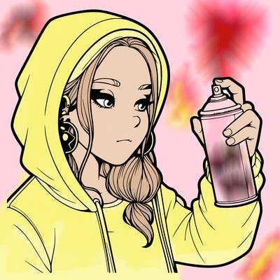 a realistic girl, spray painting