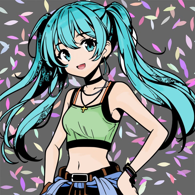 anime girl wearing crop top