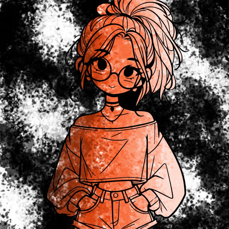girl with a messy ponytail glasses a baggy crop top and jean shorts