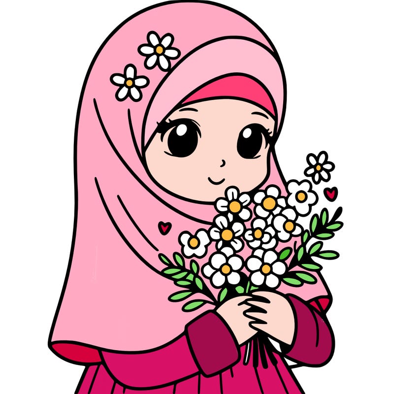 muslim girl with flowers