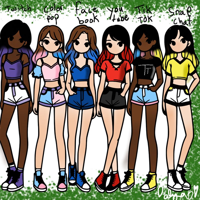 a group of girls wearing crop tops and shorts