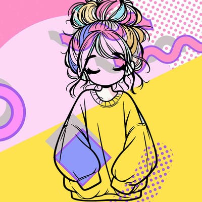 girl with baggy sweatshirt and messy bun