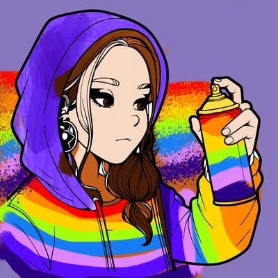 a realistic girl, spray painting