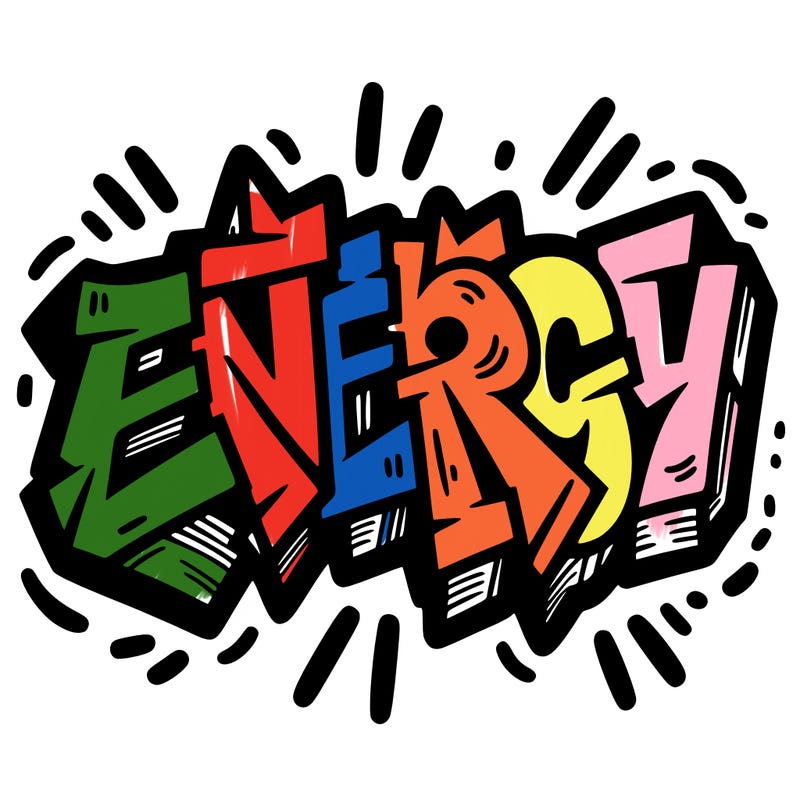 the word "energy" graffiti style