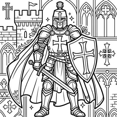 Step back in time to the age of chivalry with this striking Teutonic Knight coloring page, specifically designed for seniors. Enjoy the commanding presence of this medieval warrior and the intricate historical details as you bring him to life with color.