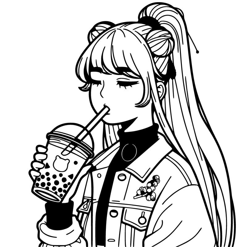 aesthetic girl drinking boba