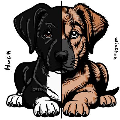 realistic dog split picture