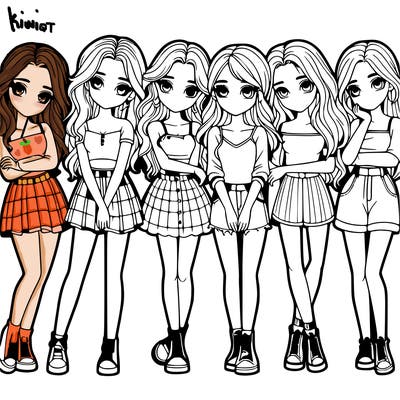 a group of girls realistic