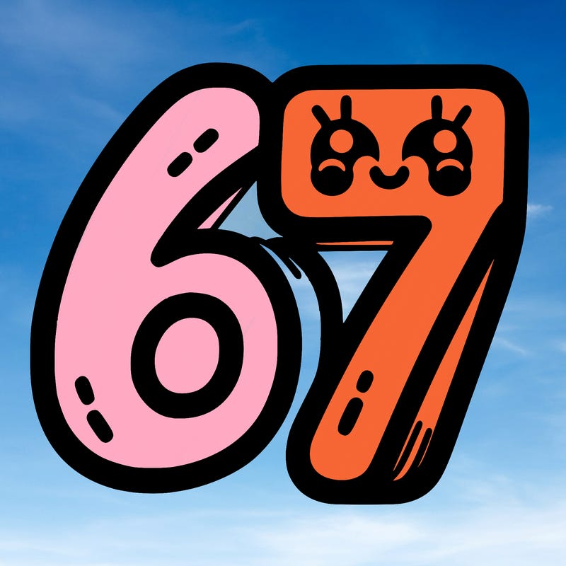 the numbers 67