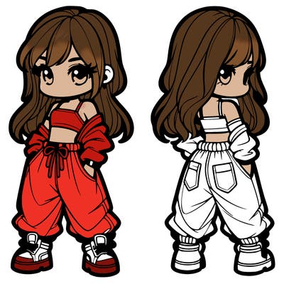 girl in crop top and baggy pants