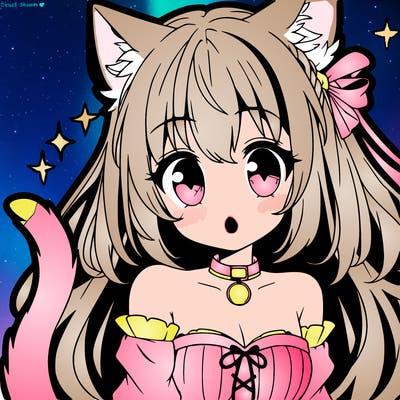 anime girl with cat ears and a cat tail