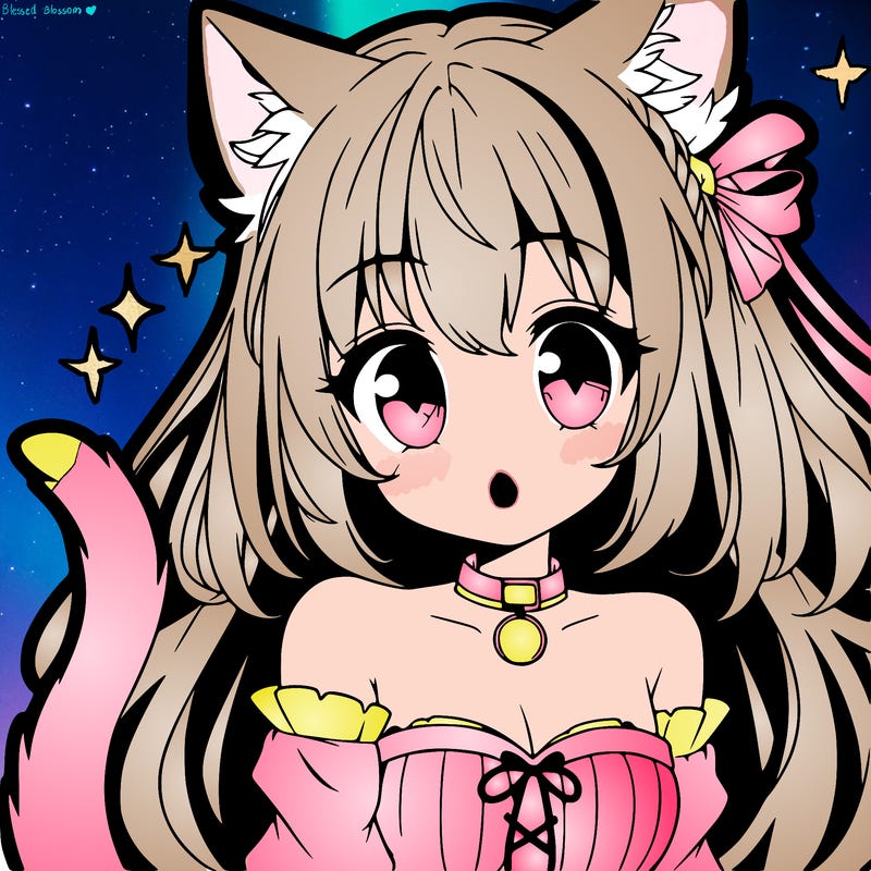 anime girl with cat ears and a cat tail