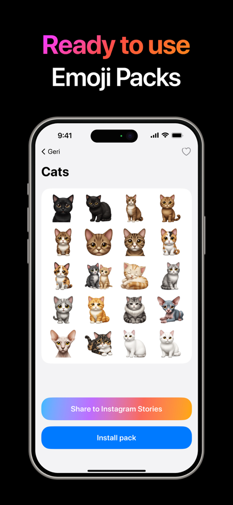Una colección de emojis de gatos generados por IA en la aplicación Playground