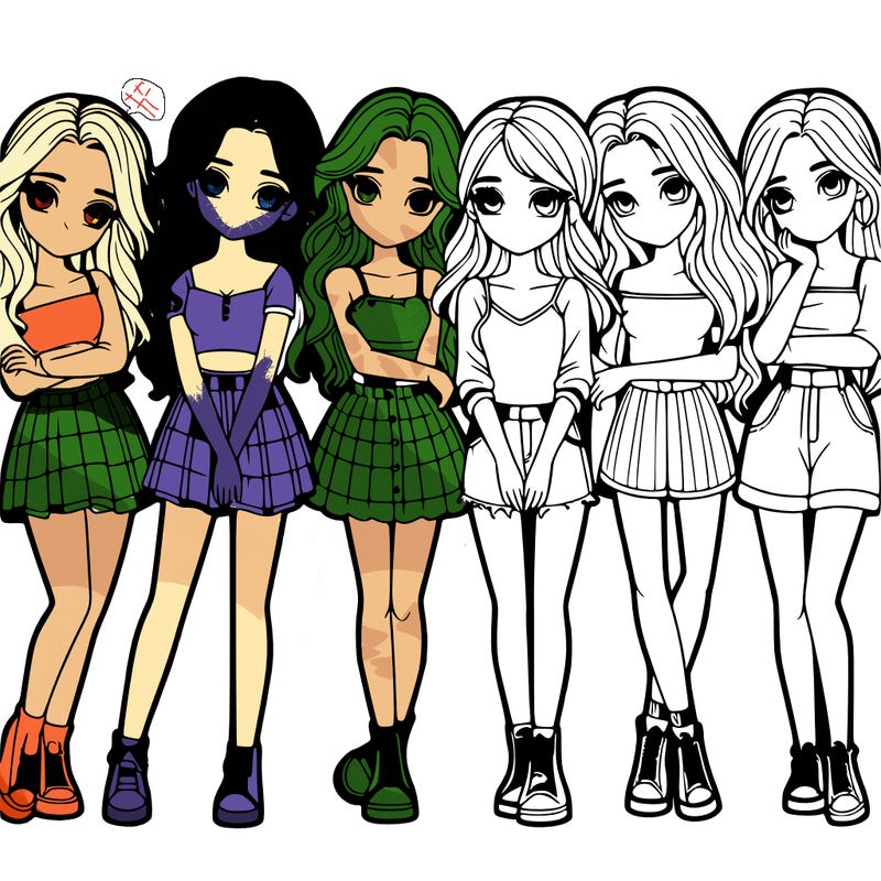 a group of girls realistic