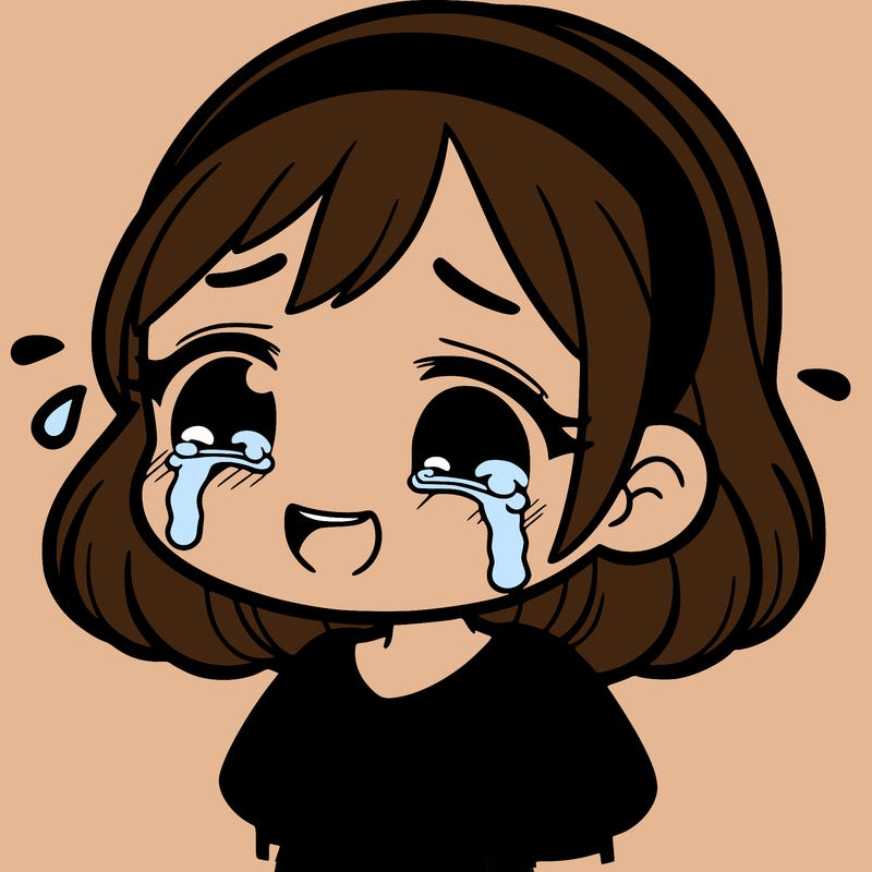 sad girl crying but smiling