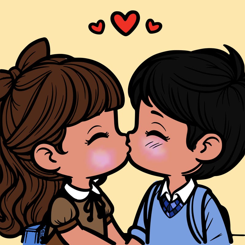 boy and girl kissing
