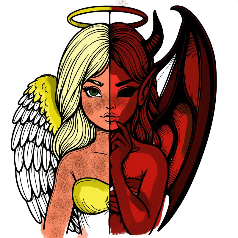 realistic angel half demon