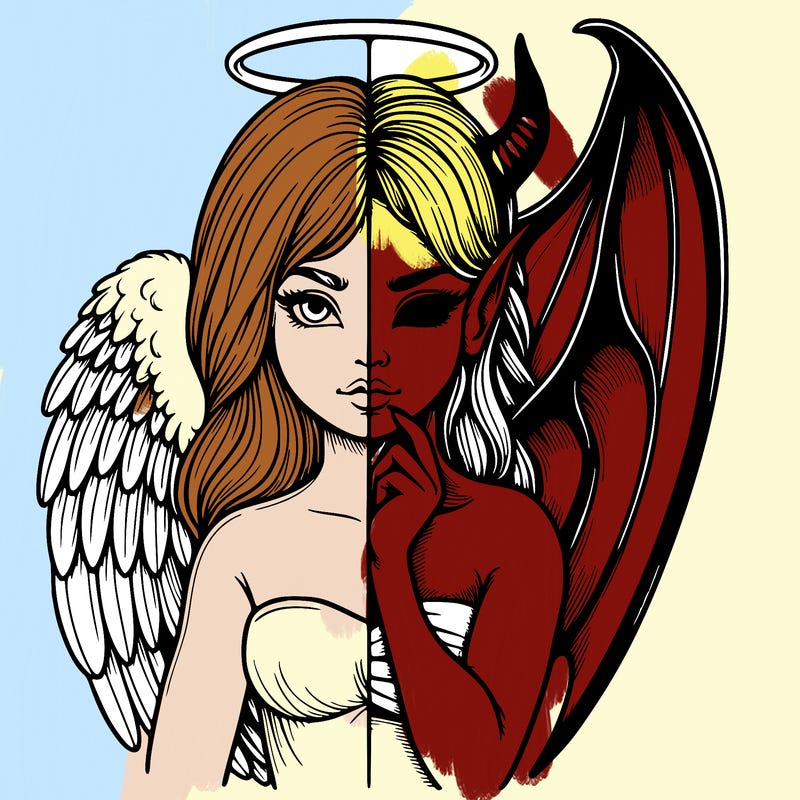 realistic angel half demon