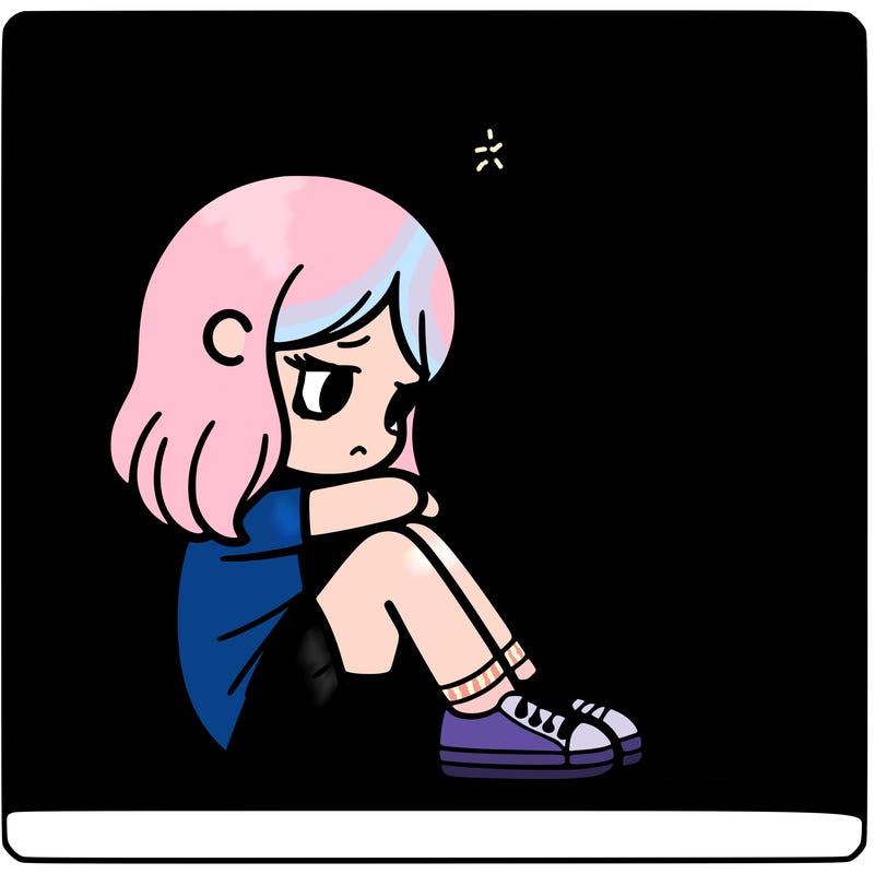 sad girl in corner.