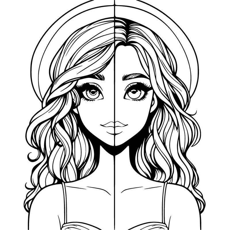 a beautiful realistic girl half witch