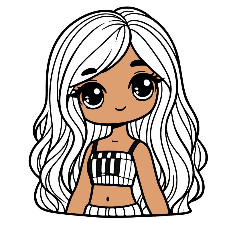 little girl with crop top and long hair