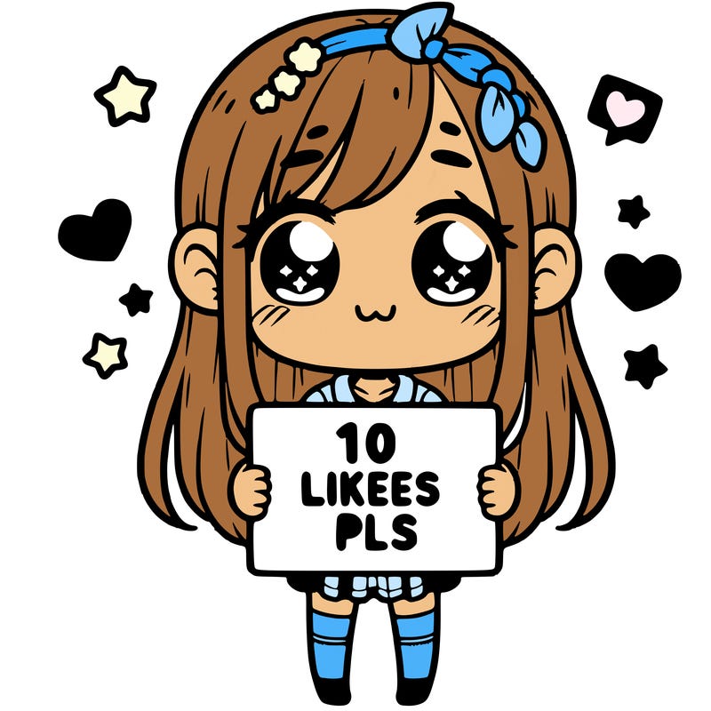 cute girl holding a sign saying 10 likes pls