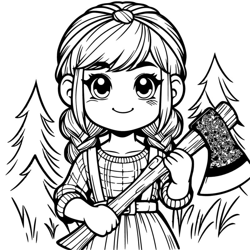 girl with axe realistic