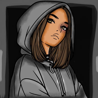 a realistic girl in a hoodie