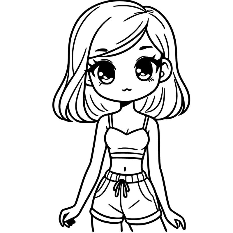 girl with a crop top and shorts on