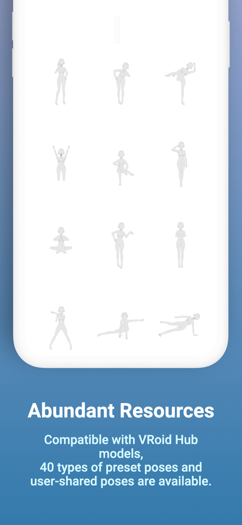 VRM Pose Filer - Cuadrícula de poses predefinidas de personajes de anime 3D para modelos VRoid.