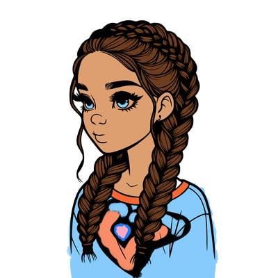 realistic girl with braids
