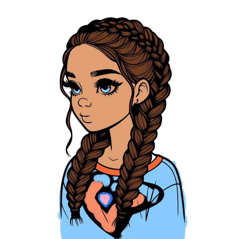 realistic girl with braids
