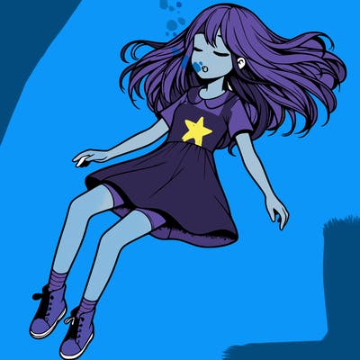 realistic girl floating