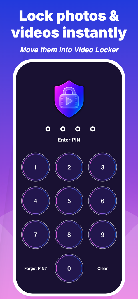 Private Photo & Video Lock - A secure PIN entry screen for the Private Photo and Video Lock app to access hidden media.