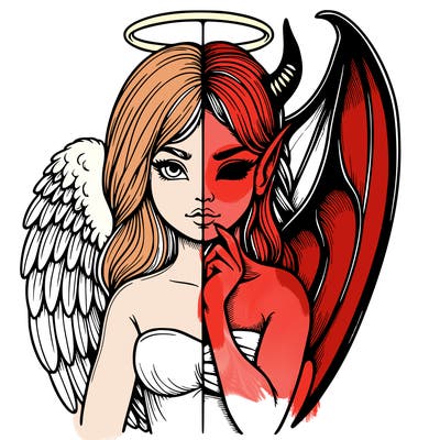 realistic angel half demon