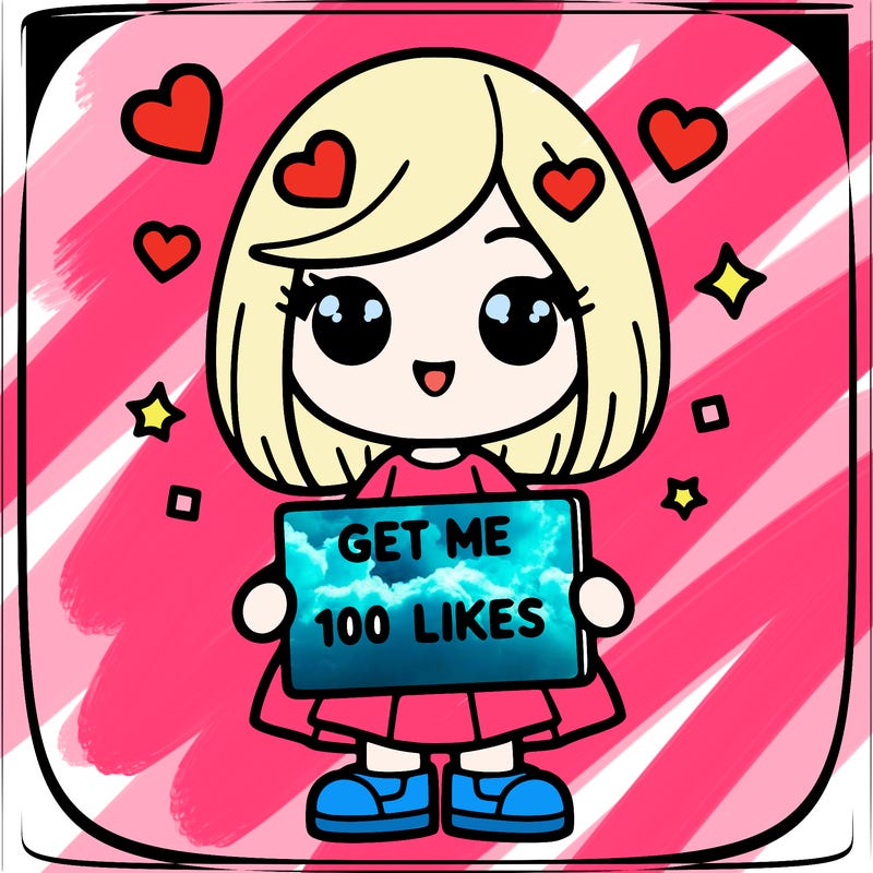 a girl with a sign that says get me 100 likes