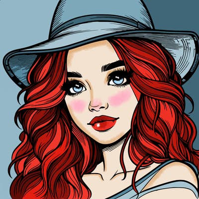 realistic girl with hat