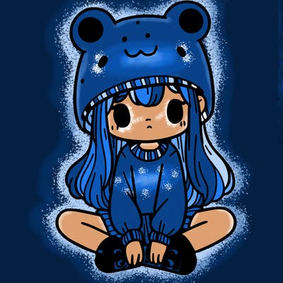 a girl wearing a frog hat and some frog socks