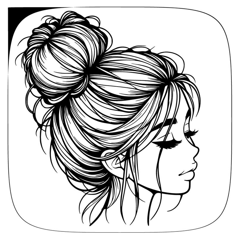 realistic girl with a messy bun