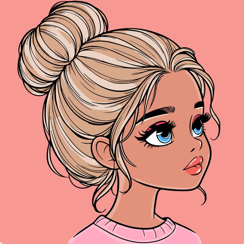 realistic girl with bun