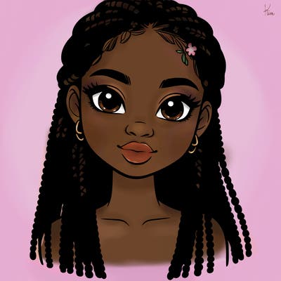 a realistic black girl with braids
