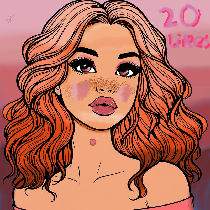 realistic girl with wavy hair and lips