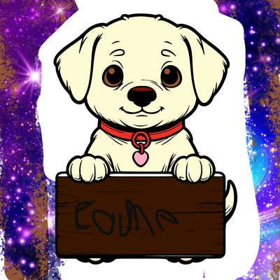 realistic puppy holding sign
