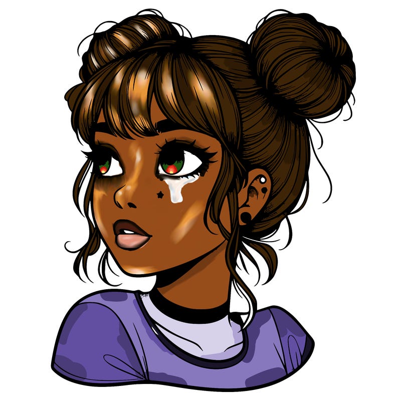 realistic girl with spacebuns