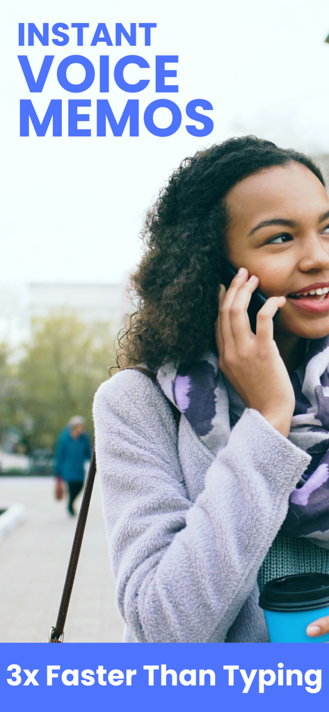Voice Memo: Braindump - A young professional woman recording an instant voice memo while walking outdoors
