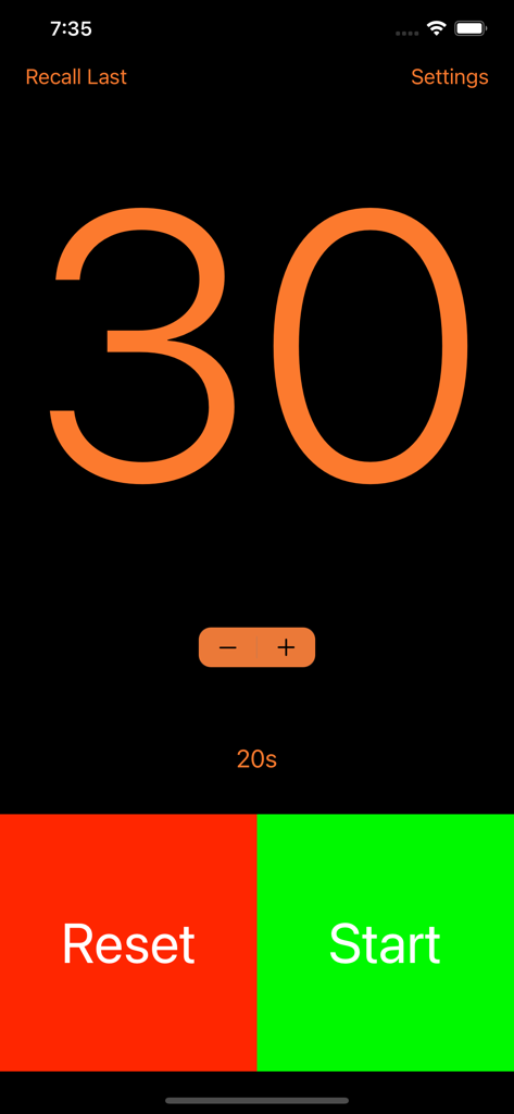 Interface of the Basketball Shot Clock app featuring a 30 second timer with Start and Reset buttons