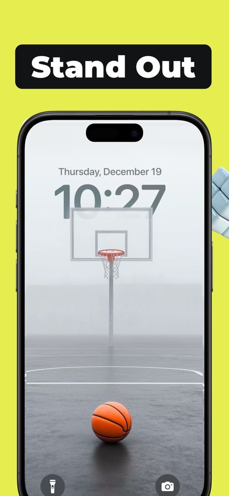 Live Wallpaper & 4K - WallPix - Un fondo de pantalla 4K de una cancha de baloncesto en la pantalla de bloqueo de un iPhone
