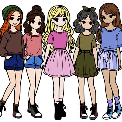 a group of five girls