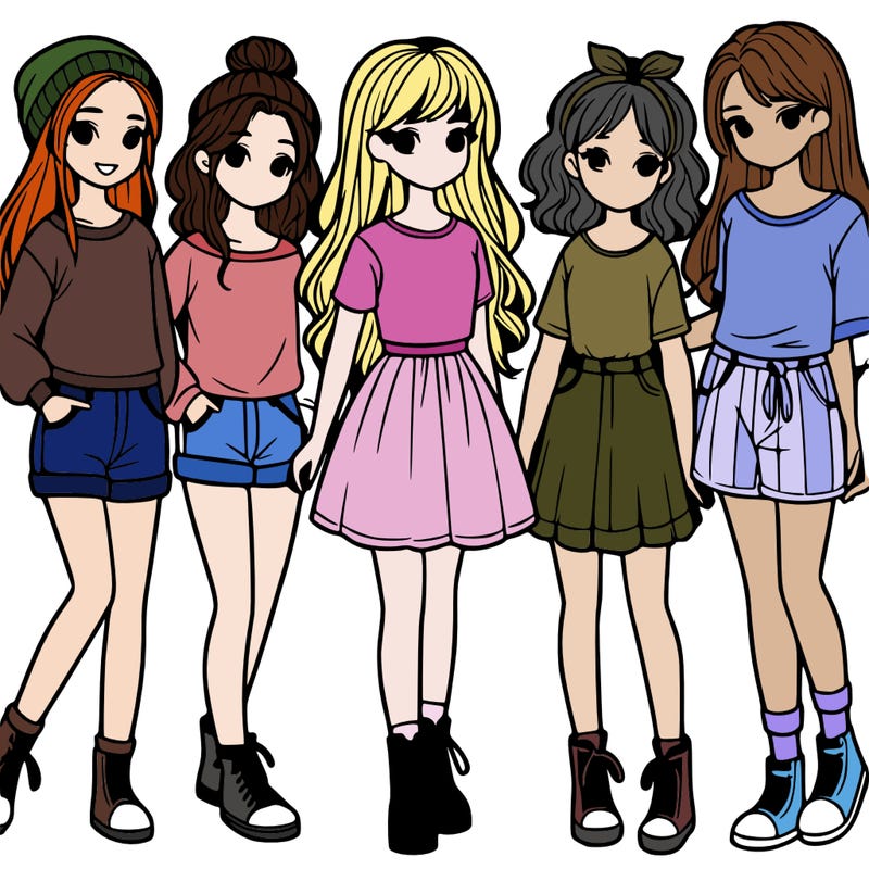 a group of five girls