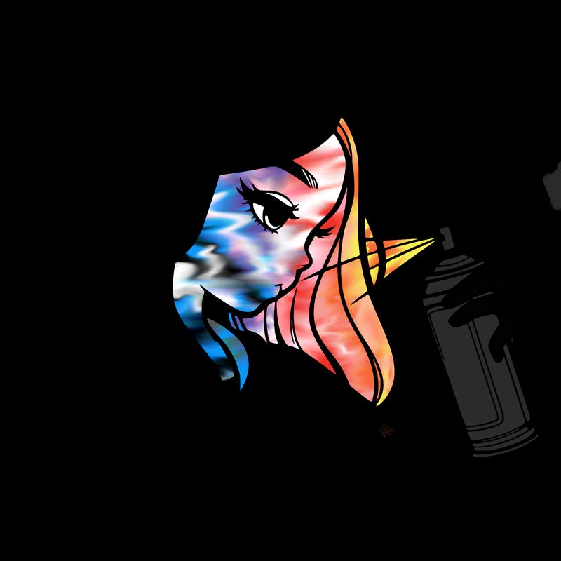 a realistic girl spray painting